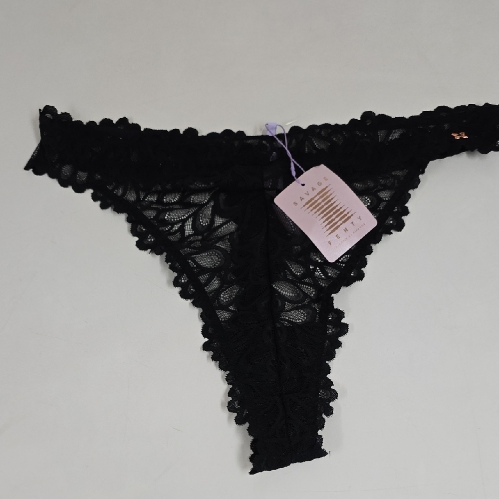 Savage X Fenty Black Lace Thong
